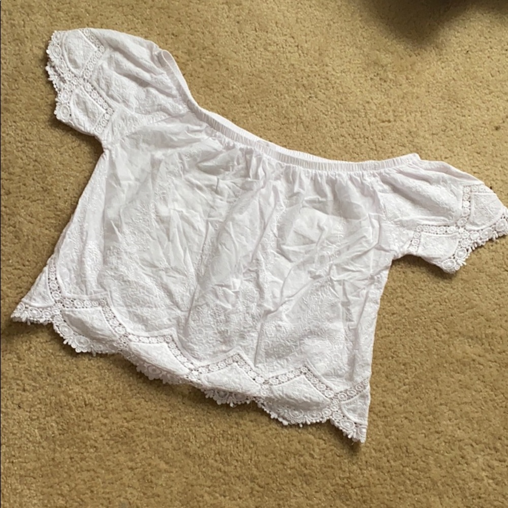 White Lace Off The Shoulder Top Size Medium